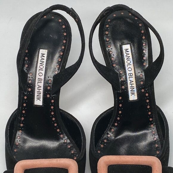 Manolo Blahnik Maysli Suede Buckle Slingback Pumps size 36 - Picture 4 of 13